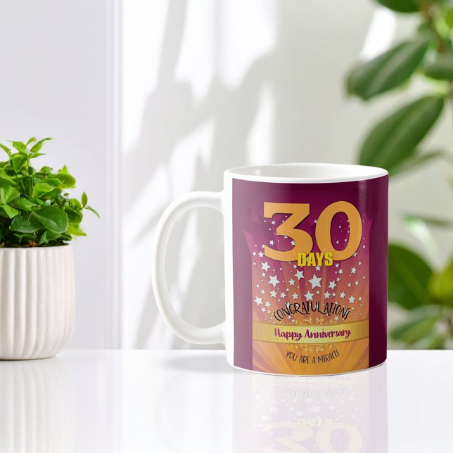 30 dagar Anpassad Återhämtningsjubileum Fet siffra Kaffemugg (Celebrate 30 days sober with a bold, uplifting anniversary mug honoring early recovery strength.)