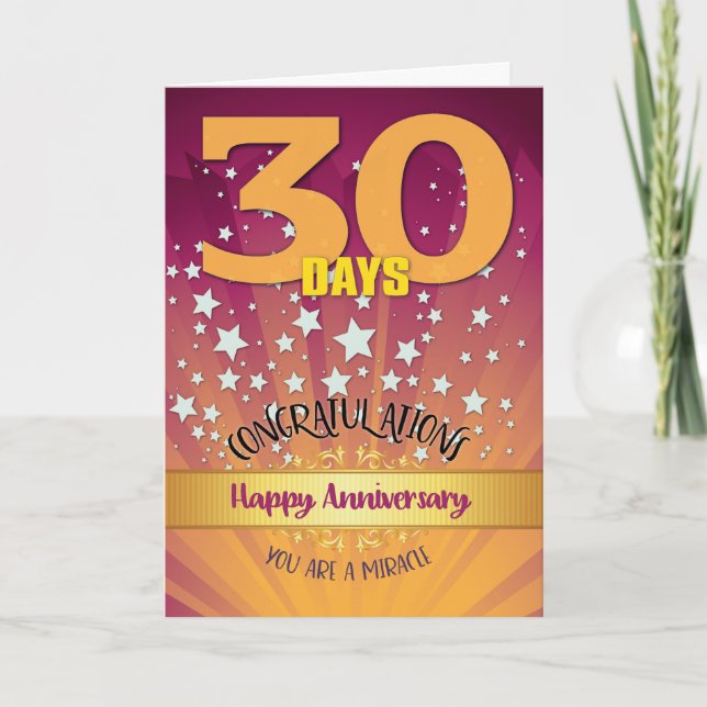 30 dagars återställningsårsdag, fet siffra kort (Framsida)