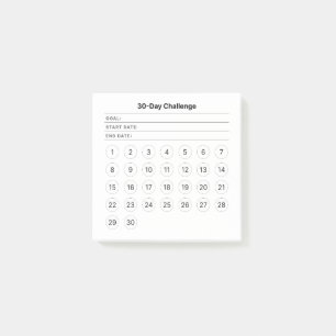 30 dagars utmaning Månadsvis efter IT-anteckning Post-it Block