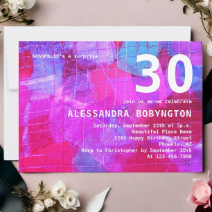 30-dagarsfirande rosa röd vit coola inbjudningar