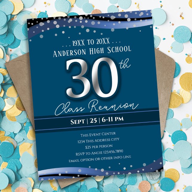 30:e Alumni High School Reunion Blue Meddelande (Skapare uppladdad)