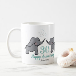 30:e årsdagen av elefanten i bröllop kaffemugg