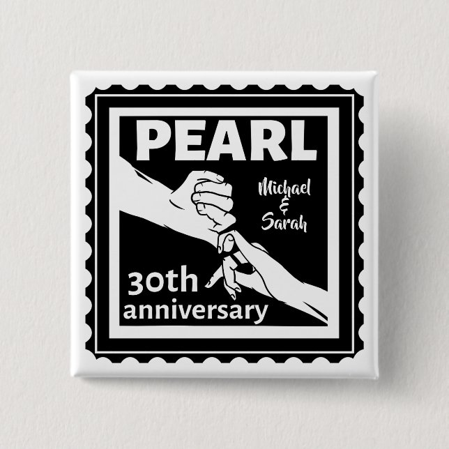 30:e årsdagen för bröllop, svartvit romantisk knapp (Framsida)