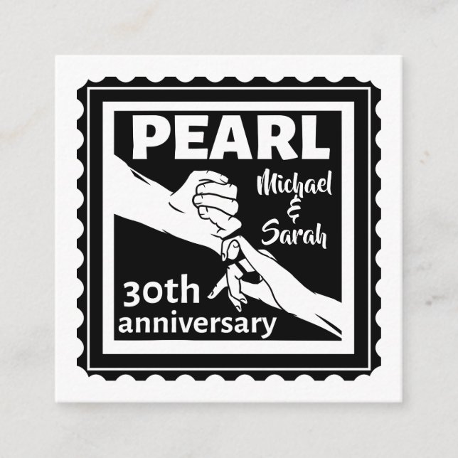30:e årsdagen för bröllop, svartvit romantisk tilläggskort (Framsida)