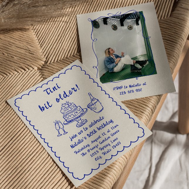 30:e Blue Hand plockade Champagne-kaka, födelsedag Inbjudningar (Skapare uppladdad)