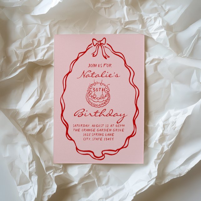30:e Bow Hand plockade Coquette 30:e födelsedagen Inbjudningar (Skapare uppladdad)