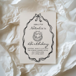 30:e Bow Hand plockade Coquette Illustrated Birthd Inbjudningar