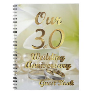 30:e Bröllop-årsdagen Guest Bok White Anteckningsbok Med Spiral