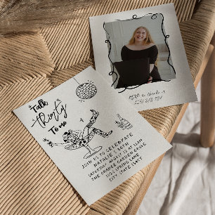 30:e Cow Girl Quirky Prata 30 till mig på födelsed Inbjudningar