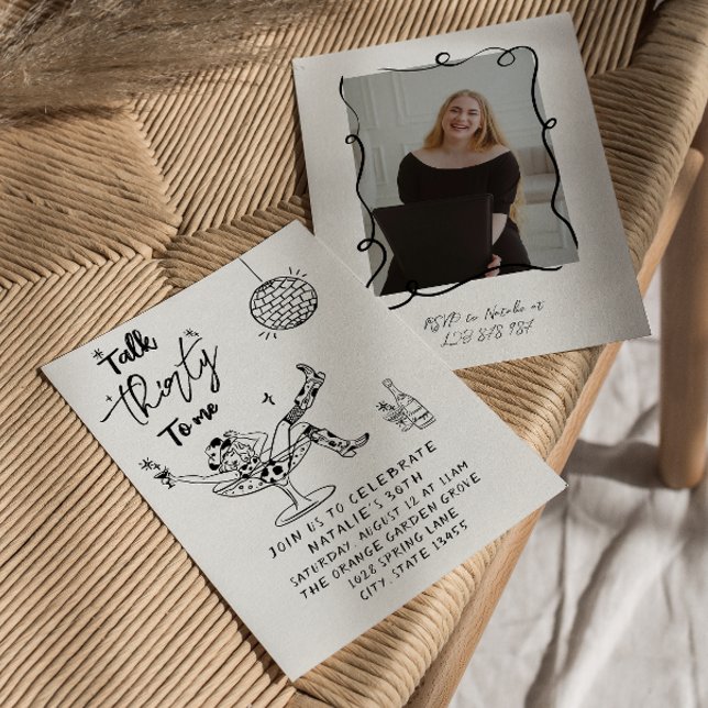 30:e Cow Girl Quirky Prata 30 till mig på födelsed Inbjudningar (Skapare uppladdad)