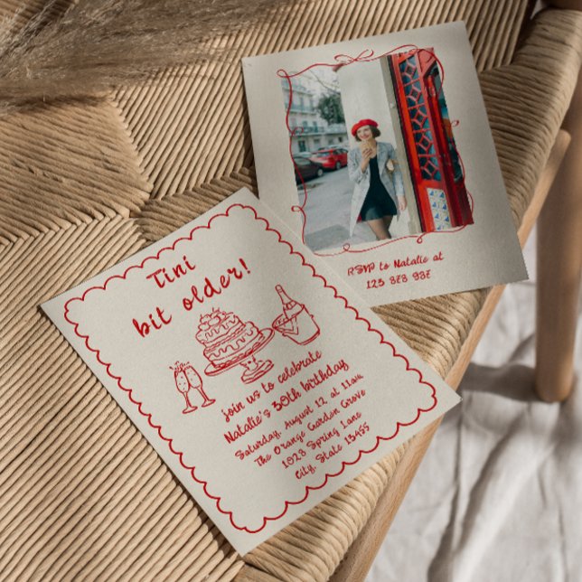 30:e Doddle Champagne Cake Photo Födelsedagsfest Inbjudningar (Skapare uppladdad)