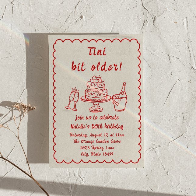 30:e Doddle Champagne Cake Quirky-Födelsedagsfeste Inbjudningar (Skapare uppladdad)
