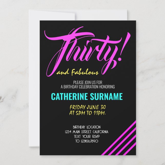 30:e Fabulous Födelsedagsfest Firande Inbjudningar (Framsida)