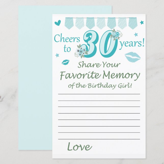 30:e födelsedag Favorit Memory of the Birthday Gir (Fram/baksida)