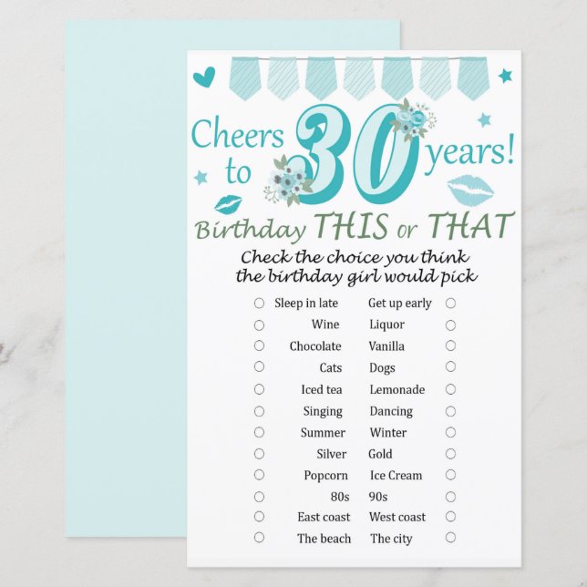 30:e födelsedagen i det ena eller det andra spelet (Fram/baksida)