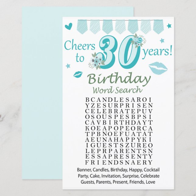 30:e födelsedagen i Ord (Fram/baksida)