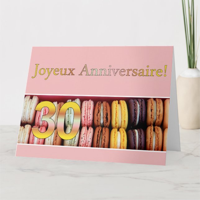 30:e Fransken av födelsedagen: Macaron-Joyeux Anni Kort (Framsida)