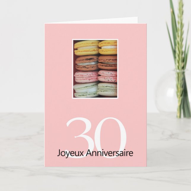 30:e Fransken av födelsedagen: Macaron-Joyeux Anni Kort (Framsida)