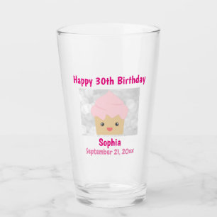30:e Grattis på födelsedagen Cute Rosa Cupaka So Glaskopp