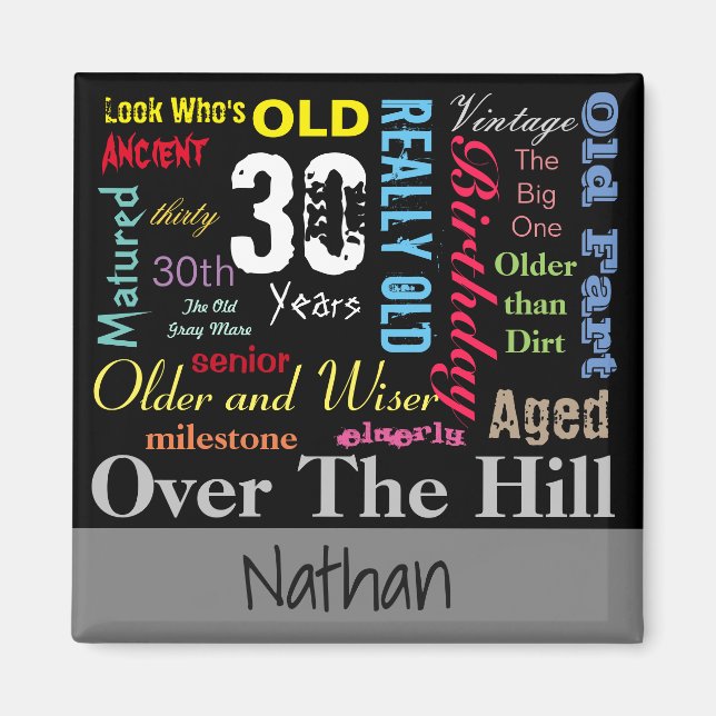 30:e Grattis på födelsedagen i Graffiti Stil Magnet (Framsidan)