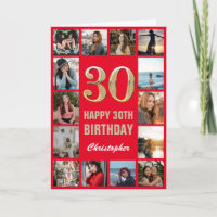 30:e Grattis på födelsedagen Red and Guld Photo Co