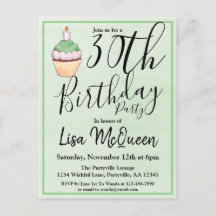 30:e Grönten Vattenfärgad cupkaka-födelsedag