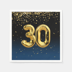 30:e Guld-ballonger och konfetti-blöjor Pappersservett