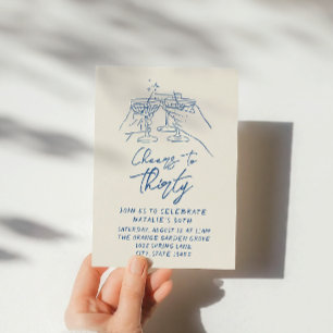 30:e Hand plockade-Cheers till 30:e kustfödelsedag Inbjudningar