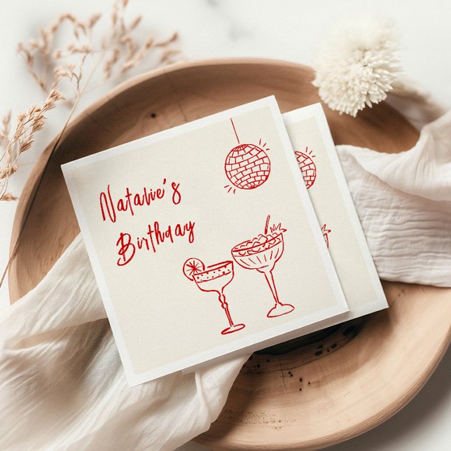 30:e Hand plockade Röd milstolpe Trettio födelseda Pappersservett (Skapare uppladdad)