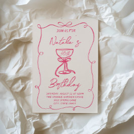30:e Hand plockade Rosa Bow Martini Doddle Birthda Inbjudningar