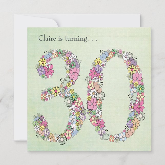 30:e inbjudan till Födelsedagsfest-Anpassningsbar  (Framsida)