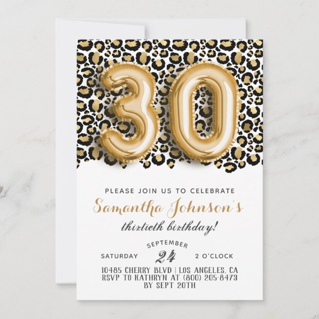 30:e inbjudan till Leopard Fabulous Glam Birthday (Framsida)