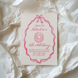 30:e kupan Hand plockade Rosa Coquette Girly Birth Inbjudningar