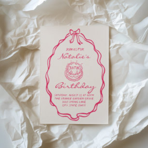 30:e kupan Hand plockade Rosa Coquette Girly Birth Inbjudningar