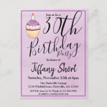 30:e Lila Watercolor Cupcoa Birthday