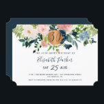 30:e Modern Navy blommigt vattencolor födelsedagsf Inbjudningar<br><div class="desc">rosa,  elfenbensvit och marinblå blomkål med sage grönt foliage och en rund faux metallisk kopparcirkel i guld skapar en modern glitter av glam-vågrät feminin-milstolpe trettio födelsedagsfest inbjudan med trendig-chic som är fullt redigerbar typografi.              Lämpligt för alla födelsedagar i vår,  sommar eller höst under trädgårdsnematoden.</div>