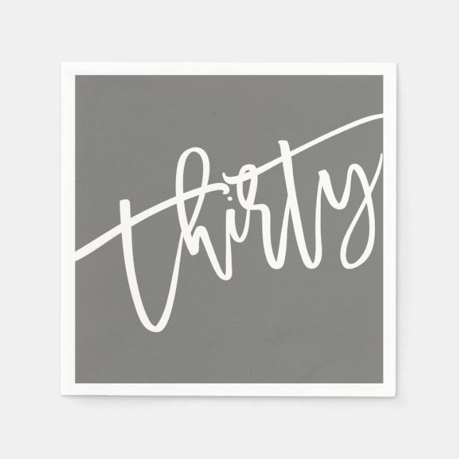 30:e moderna skript, vit redigerbar färg 30:e pappersservett (Framsidan)