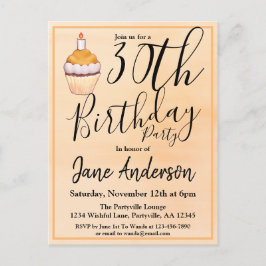 30:e Orangen Cupkaka Birthday Inbjudan Vykort