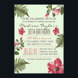30:e Party Exotic Hibiscus & Tropical Handflatan L Inbjudningar<br><div class="desc">Exotiska inbjudningar till Hibiscus och Tropical Handflatan Lämnar 30års födelsedag-partiet. Den här sommaren,  färglös,  utvriden födelsedagsfest inbjudan är pastellernas grönt i färg med vibrerande,  djupa hibiscus-blommor från rosan och mörk grönt handflatorna.</div>