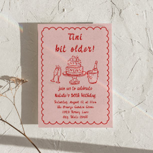 30:e Röd Rosa Champagne Cake Quirky Födelsedagsfes Inbjudningar