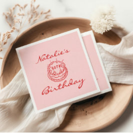 30:e Rosa Hand plockade Cake Milestone Roligt Birt Pappersservett