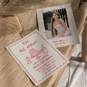 30:e Rosa Hand plockade Champagne Cake Birthday Ph Inbjudningar