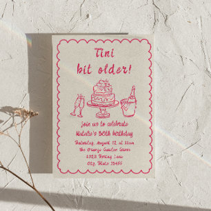 30:e Rosa Hand plockade Champagne Cake Födelsedags Inbjudningar