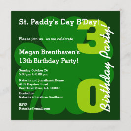 30:e ST PATRICK-Födelsedagsfesten Shamrock A01 Inbjudningar