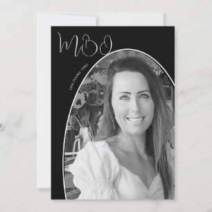 30:e svartvita foto-födelsedag Elegant Monogram Inbjudningar