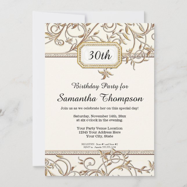 30:e Trettionde Glam Gamla Hollywood Regency Rosa Inbjudningar (Baksida)