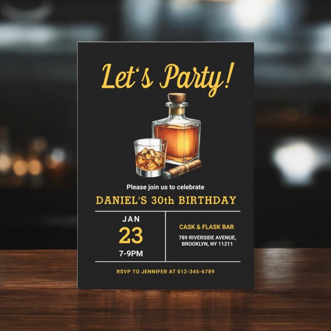 30:e Whiskey Cigar Bourbon-Födelsedagsfesten Inbjudningar (Skapare uppladdad)