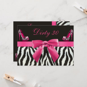 30:e Zebra Stripes & High Heels Birthday Party Inbjudningar