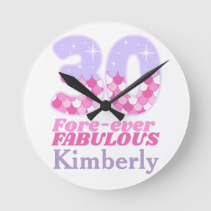 30 f.d. Fabulous 60 th Birthday Gift - Rosa Rund Klocka
