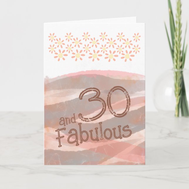 30 & Fabulous Daisy Flower Watercolor Birthday Kort (Framsida)